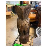 Hand-Carved Wooden Owl Figurine
