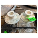 Wedgwood Embossed Queensware Candle Holders