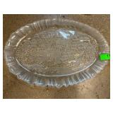 Oval Frosted Glass Christmas Platter with Etched S