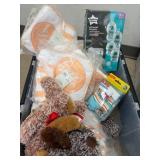 Baby Items Including Bottles Towels and Toys