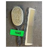 Decorative Brush and Comb Set with Ornate Design