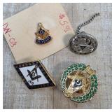 Four Masonic Pins and Pendants