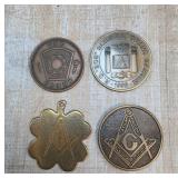 Four Masonic Coins and Medallions