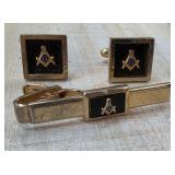 Masonic Cufflink and Tie Bar Set