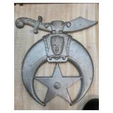 Cast Metal Crescent and Star Emblem with Sword