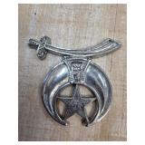 Silver-Tone Crescent and Star Emblem with Sword