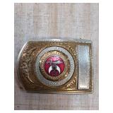 Two-Tone Metal Shriner Belt Buckle with Emblem