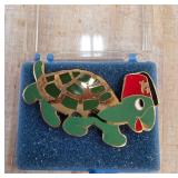 Enamel Turtle Pin with Red Shriner Fez Hat