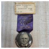 Gold-Tone Badge with Masonic Ribbon and Portrait