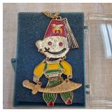 Enamel Shriner Clown Pendant with Chain