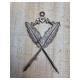 Antique Masonic Quills Secretary Office Jewel