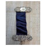 Silver Masonic Ribbon Badge with Blue Satin