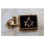 Gold-Tone Masonic Tie Tack with Black Enamel
