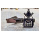 Masonic Tie Clip with Blue Enamel Accents