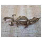 Shriner Sword-Shaped Brooch with Rhinestones