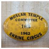 1962 Moslah Temple Shrine Circus Committee Pin