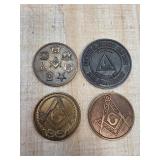 Four Freemason Commemorative Coins