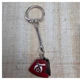 Metal Keychain with Red Helmet Charm