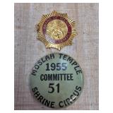 Shrine Circus Committee Pin and Award of Merit Bad