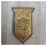 Gold-Tone Metal Plaque with Crown Motif