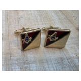 Square Masonic Cufflinks with Gold Tone Finish