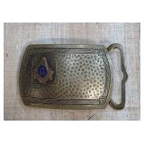 Masonic Belt Buckle with Silver Front