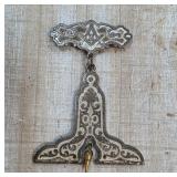 Freemason-Inspired Metal Brooch with Plumb Bob Pen
