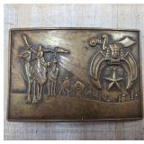 Vintage Brass Belt Buckle with Desert Scene
