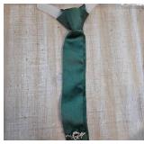 Green Tie with Decorative Sword Pin
