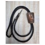 Masonic Leather Bola Tie with Sterling Silver Tips