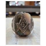Sterling Silver Masonic Ring Sz 9