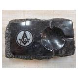 Freemason-Themed Black Stone Ashtray