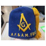 Blue A.F. & A.M. Fraternity Fez with Tassel