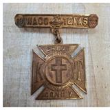 Gold-Tone Knights Templar Medal with Waco Inscript