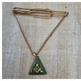 Freemason Jade Tone Pendant With Gold-Tone Chain