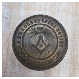 Brass Freemason Lodge Seal with Masonic Symbols