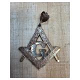 Sterling Silver Masonic Square and Compass Pendant