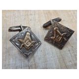 Masonic Sterling Silver and 10k Gold Cufflinks