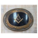 Oval Masonic Belt Buckle with Emblem