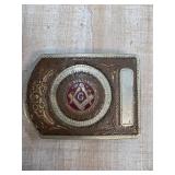 Fraternal Belt Buckle with Masonic Emblem
