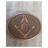 Masonic Alvin Lodge No. 762 Copper Belt Buckle