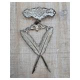Metal Pin Featuring Masonic Symbol and Crossed Fea