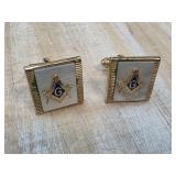 Gold-Tone Masonic Square and Compass Cufflinks