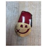 Smiling Face Fez Hat Pin with Gold-Tone Finish