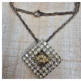 Vintage Necklace with Diamond-Shaped Pendant