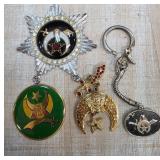 Shriners Masonic Fraternal Medal and Keychain Set
