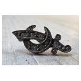 Sterling Silver Shriner Pin with Black Stones