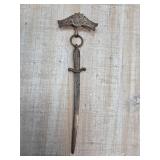Metal Sword Masonic Jewel with Intricate Detailing