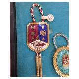 Enamel Masonic Bolo Tie with Gold-Tone Accents