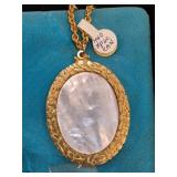 Gold-Tone Pendant with Oval Mother-of-Pearl